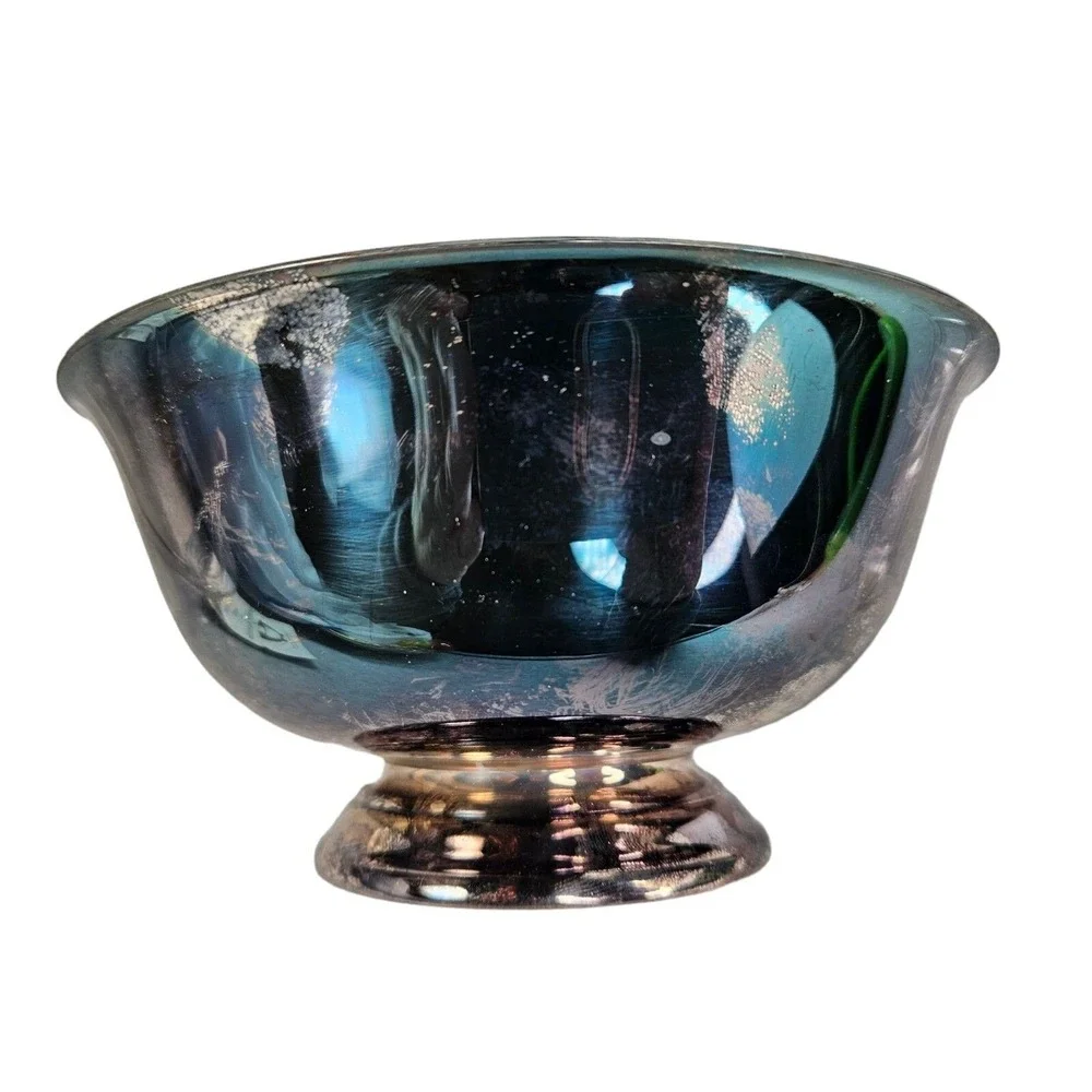 Reed and Barton 102 Bowl Paul Revere Silver Plate With Liner Candy Nut Vtg READ
